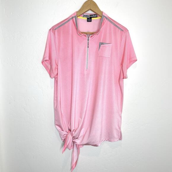 Jamie Sadock Tie Side Performance Golf Short Sleeve Top Womens XL Pink - Picture 1 of 6